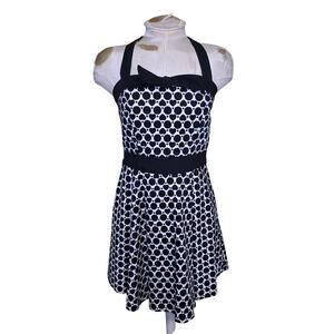 Modcloth Ixia Pin Up Rockabilly Polka dot hearts Fit & Flare Halter dress Size L
